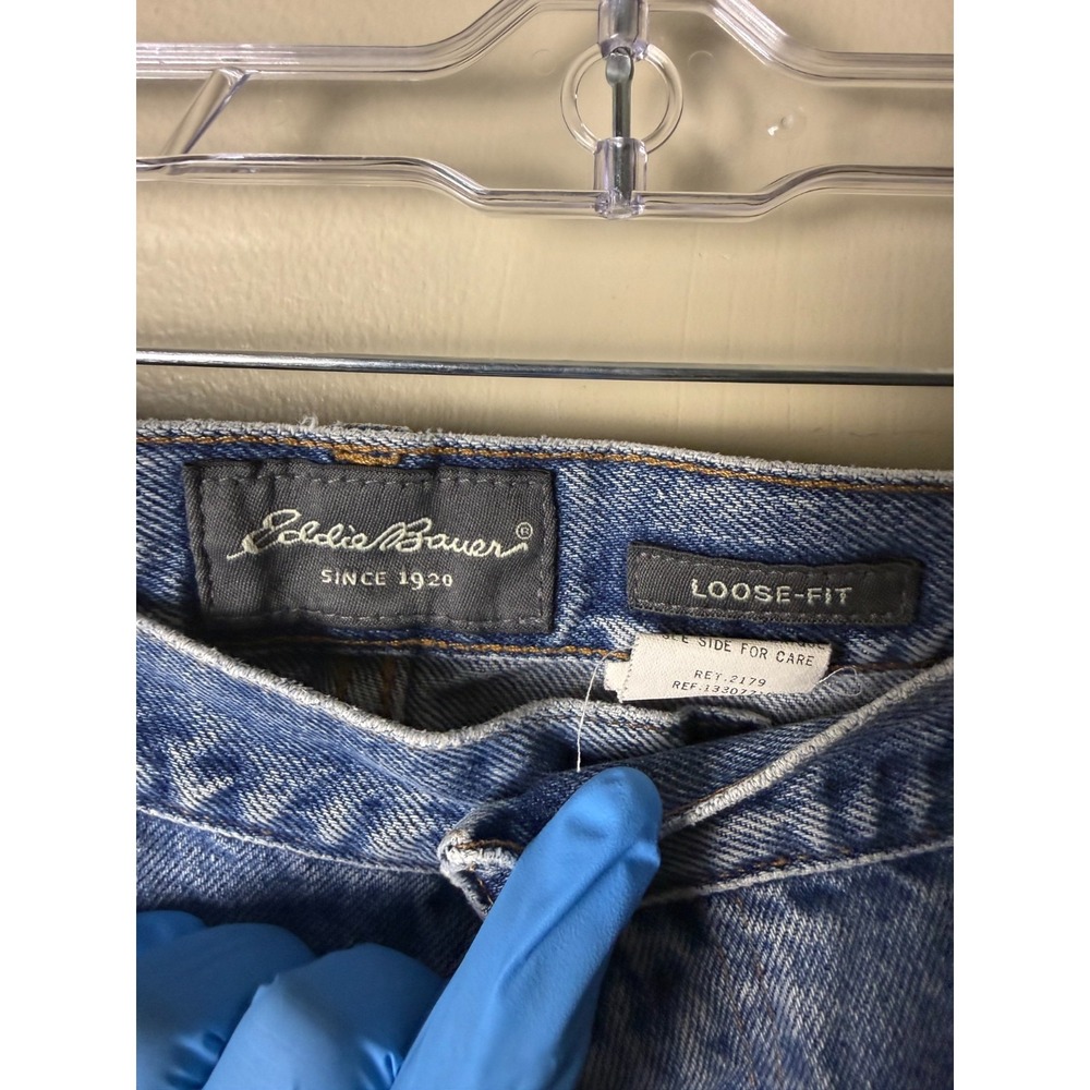 Vintage Eddie Bauer Medium Wash Jeans Mens 36x32 Denim Blue Straight Relaxed - Picture 2 of 6